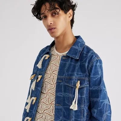 Halat detaylı denim ceket