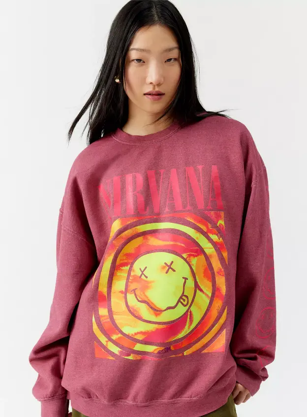 Grafik Baskılı Bordo Sweatshirt