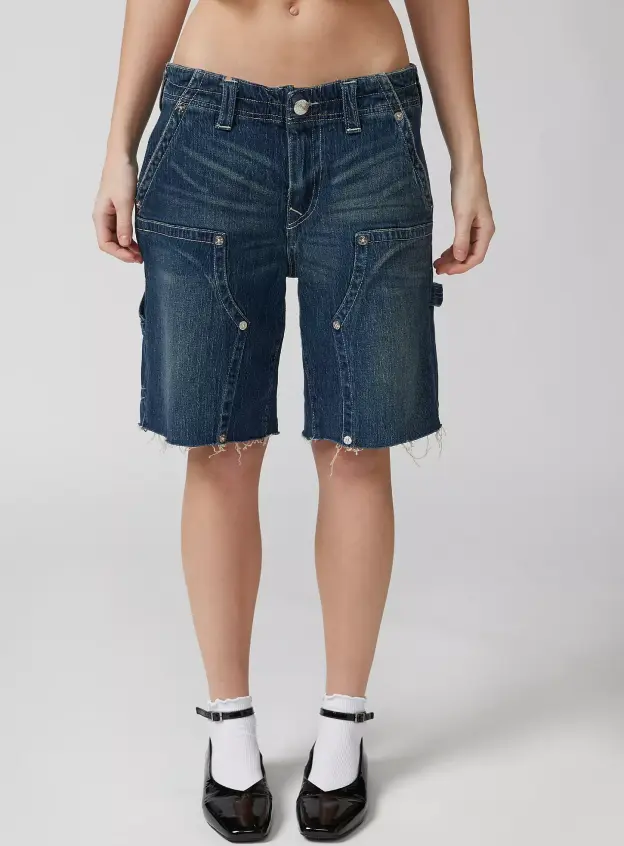 Yıpratılmış Denim Bermuda Şort
