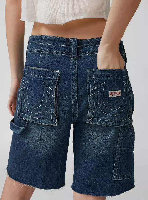 Yıpratılmış Denim Bermuda Şort