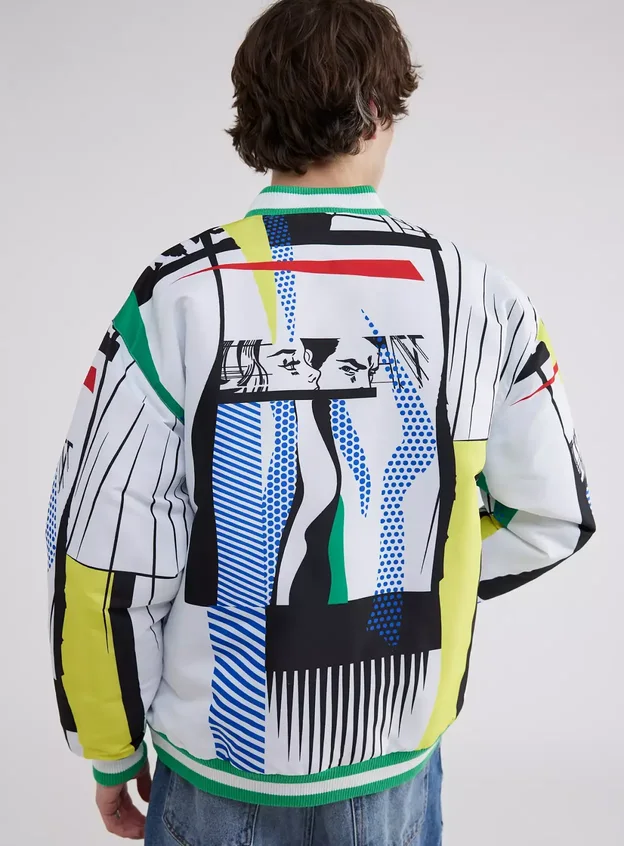Grafik Desenli Oversize Ceket