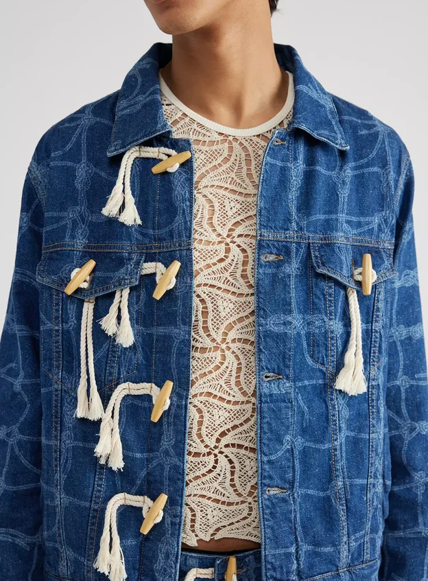 Halat Detaylı Denim Ceket